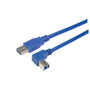 USB 3.0 Right Angle Cable Assembly - Down Angle B - Straight A Connectors 2 Meters