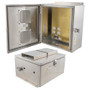 14x12x07 Stainless Steel Weatherproof Outdoor IP24 NEMA 3R Enclosure, 120VAC Mount Plate Vented Lid