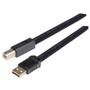 Plastic Armored USB Cable, Type A Male/ Type B Male, 0.3M