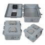 12x10x06 Polycarbonate Weatherproof Outdoor IP24 NEMA 3R Enclosure, 120VAC Mount Plate Mechanical Thermostat 85F Turn on Fan Dark Gray