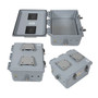 12x10x06 Polycarbonate Weatherproof Outdoor IP24 NEMA 3R Enclosure, 120VAC Mount Plate Vented Lid Dark Gray