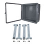24x24x10 UL® Listed Polycarb Weatherproof Outdoor IP68 NEMA 6P Enclosure, Clear Lid, Rail Kit, Dark Gray