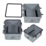 12x10x06 Polycarbonate Weatherproof Outdoor IP66 NEMA 4X Enclosure, DIN Rail Mount, Clear Lid, Dark Gray