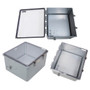 18x16x10 Polycarb Weatherproof NEMA 4X Encl, 240VAC Univ Outlet Mnt Plate Mech Therm Heat Clear Lid DKGY