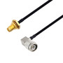 SMA Female Bulkhead to TNC Male Right Angle Cable Assembly using LC141TBJ Coax, 2 FT