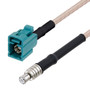Water Blue FAKRA Jack to MCX Plug Cable Assembly using RG-316 Coax, 3 FT with HeatShrink