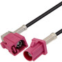 Violet FAKRA Plug to FAKRA Jack Right Angle Cable Assembly using RG174 Coax, 1 FT