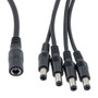 DC Power Cable, 4 Way Split, 5.5mm/2.1mm Male To Female, PVC, Black, 22 AWG, 1-Foot