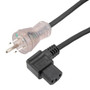 Hospital Grade N5-15 with LED to Right Angle C13 Coiled Power Cord, 18AWG, TPE Jacket, 1 Foot Compressed Length
