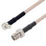 MCX Plug Right Angle to SMA Female Cable Assembly using RG316 Coax, 2 FT with HeatShrink, LF Solder