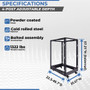 18U Adjustable Depth 4-Post Open Frame Rack with Casters