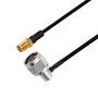 N Male Right Angle to SMA Female Cable Assembly using LC141TBJ Coax, 1.5 FT