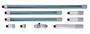 Extension rods .5in, 1in, 2in (2pcs), 4in, 8in (2pcs.), 12 inches for Tubular inside micrometer, 2-40 inches Range, .5 inches travel of micrometer head. Carbide-tipped face