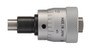 Micrometer Head, large thimble diameter for easy reading, 0-.25 inch range, .0001 inch accuracy, .375 inch stem diameter, plain stem, flat spindle face, .79 inch thimble diameter