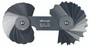 7.5-15mm, Concave/Convex Radius Gage Set, 32 Pairs of Leaves ( 7.5 to 15mm by 0.5mm), Locking Clamp