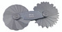 15.5-25mm, Concave/Convex Radius Gage Set, 15 Pairs of Leaves (15.5 to 20mm by 0.5mm, 21 to 25mm by 1mm), Locking Clamp