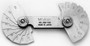 0.4-6mm, Concave/Convex Radius Gage Set, 18 Pairs of Leaves (0.4, 0.8, 1, 1.2, 1.6mm, 1.75 to 3mm by 0.25mm, 3.5 to 6mm by 0.5mm), Locking Clamp