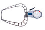 Dial Caliper Gage, 0-50mm range, .05mm graduation, +/-0.05mm accuracy, 167mm max measuring depth, 30mm length Hb, 30mm length Hf, KK measuring contact, Ball 3mm diameter, Chisel R0.5, 430 grams mass