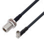 Low Loss N Female Bulkhead to SMA Male Right Angle Cable using LMR-240-UF Coax, 1 FT With Times Microwave Components with HeatShrink