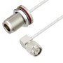 N Female Bulkhead to TNC Male Right Angle Cable Assembly using LC085TB Coax, 1.5 FT