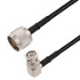 N Male to BNC Male Right Angle Cable Assembly using RG58 Coax, 1 FT