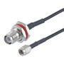 Low Loss Reverse Polarity TNC Jack Bulkhead to SMA Male Cable Assembly using CA-100 Coax, 1.583333 FT