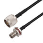 N Male to TNC Female Bulkhead Cable Assembly using RG58 Coax, 1 FT