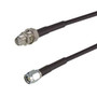 Low Loss Reverse Polarity SMA Plug to Reverse Polarity SMA Jack Bulkhead Cable Assembly using CA-100 Coax, 2 FT