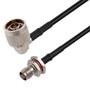 N Male Right Angle to TNC Female Bulkhead Cable Assembly using RG58 Coax, 1 FT