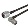 Low Loss Reverse Polarity TNC Jack Right Angle to N Male Cable Assembly using CA-195R Coax, 1 FT