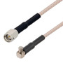 SMA Male to MCX Plug Right Angle Cable Assembly using RG316-DS Coax, 0.5 FT , LF Solder
