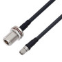 Low Loss N Female Bulkhead to SMA Male Cable Assembly using LMR-240-UF Coax, 2 FT With Times Microwave Components with HeatShrink