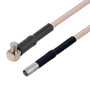 MCX Plug Right Angle to MCX Jack Cable Assembly using RG316-DS Coax, 1 FT with HeatShrink