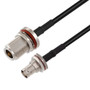 N Female Bulkhead to BNC Female Bulkhead Cable Assembly using RG58 Coax, 3 FT