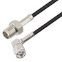 Reverse Polarity SMA Jack to Reverse Polarity SMA Plug Right Angle Cable Assembly using RG174 Coax, 1 FT , LF Solder