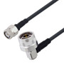 Low Loss TNC Male to N Male Right Angle Cable Assembly using LMR-195-UF Coax, 3 FT With Times Microwave Components with HeatShrink