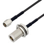 Low Loss SMA Male to N Female Bulkhead Cable Assembly using 100 Series Coax, 10 FT
