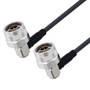 Low Loss N Male Right Angle to N Male Right Angle Cable Assembly using LMR-195-UF Coax, 2 FT With Times Microwave Components with HeatShrink
