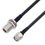 Low Loss N Female Bulkhead to TNC Male Cable Assembly using LMR-240-UF Coax, 3 FT With Times Microwave Components with HeatShrink