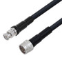 Low Loss BNC Male to N Male Cable Assembly using LMR-400-UF Coax, 1 FT With Times Microwave Components with HeatShrink