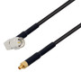 Low Loss MMCX Plug to SMA Male Right Angle Cable Assembly using 100 Series Coax, 1 FT
