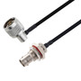 BNC Female Bulkhead to N Male Right Angle Cable Assembly using LC141TBJ Coax, 5 FT