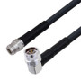 Low Loss N Female to N Male Right Angle Cable Assembly using LMR-400-UF Coax With Times Microwave Components with HeatShrink - LCCA9952-FT25