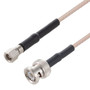 SMC Plug to BNC Male Cable Assembly using RG316-DS Coax, 0.5 FT with HeatShrink, LF Solder
