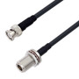 Low Loss BNC Male to N Female Bulkhead Cable Assembly using LMR-240-DB Coax, 10 FT with Times Microwave Components