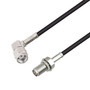 Reverse Polarity SMA Plug Right Angle to Reverse Polarity SMA Jack Bulkhead Cable Assembly using RG174 Coax, 4 FT with HeatShrink