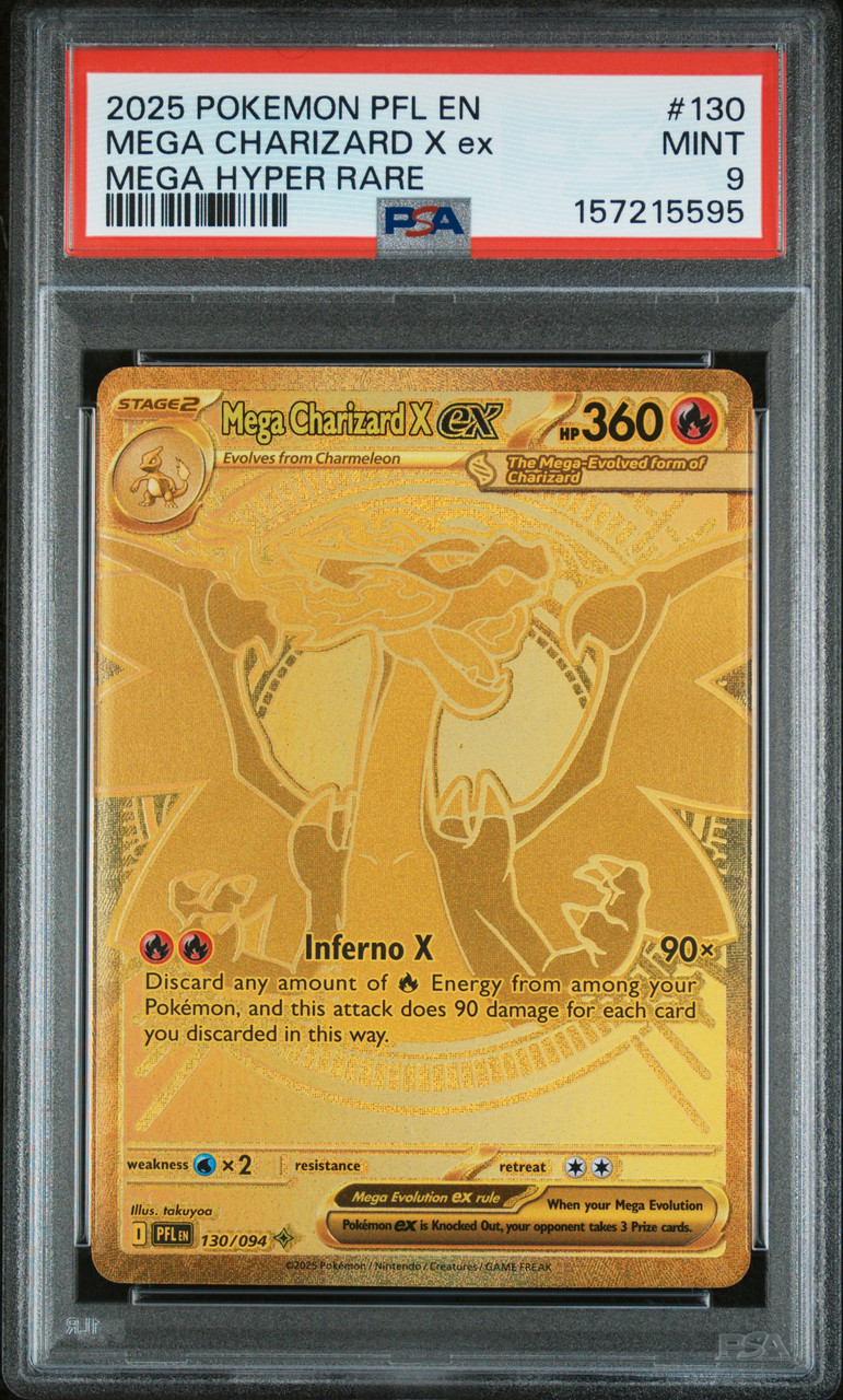 MEGA CHARIZARD X EX Phantasmal Flames Mega Hyper Rare #130 PSA 9