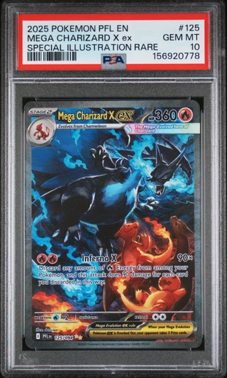 MEGA CHARIZARD X EX Phantasmal Flames Special Illustration Rare #125 PSA 10