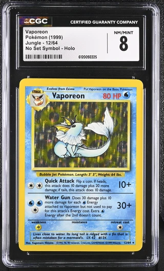 VAPOREON Jungle Holo #12 CGC 8