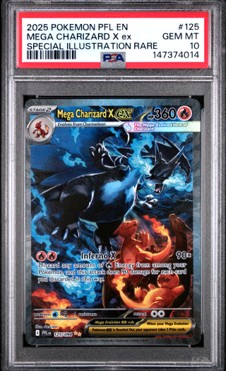 MEGA CHARIZARD X EX Phantasmal Flames Special Illustration Rare #125 PSA 10